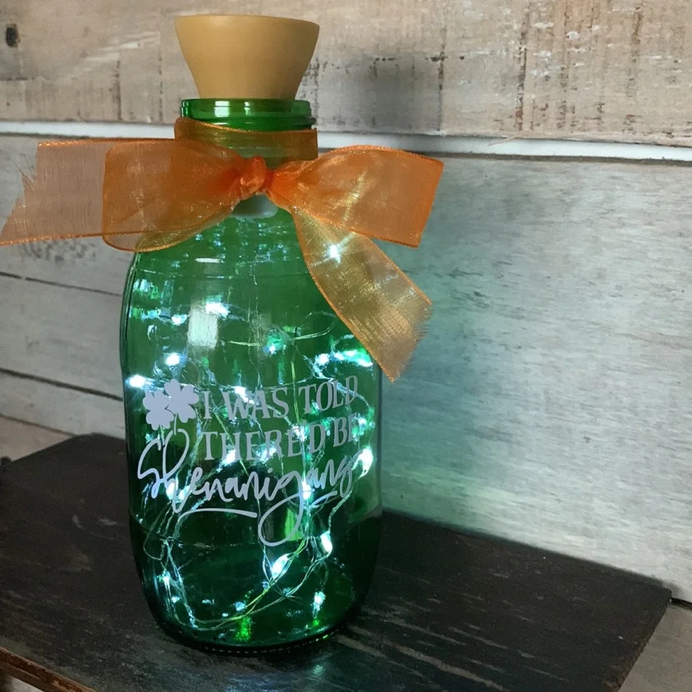Hand Crafted-‘I Was Told …’ Green Barrel Solar Lantern